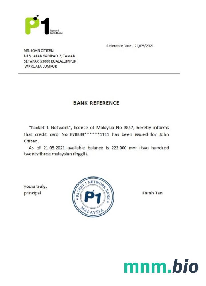 Przykład odniesienia do sieci pakietu Malezja 1 w formatach Word i PDF